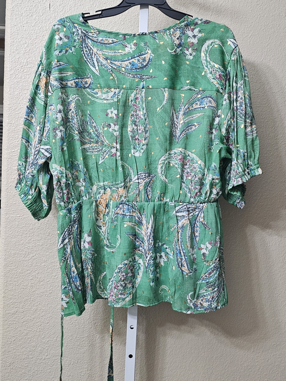 Harve Benard green floral and paisley print peplum blouse